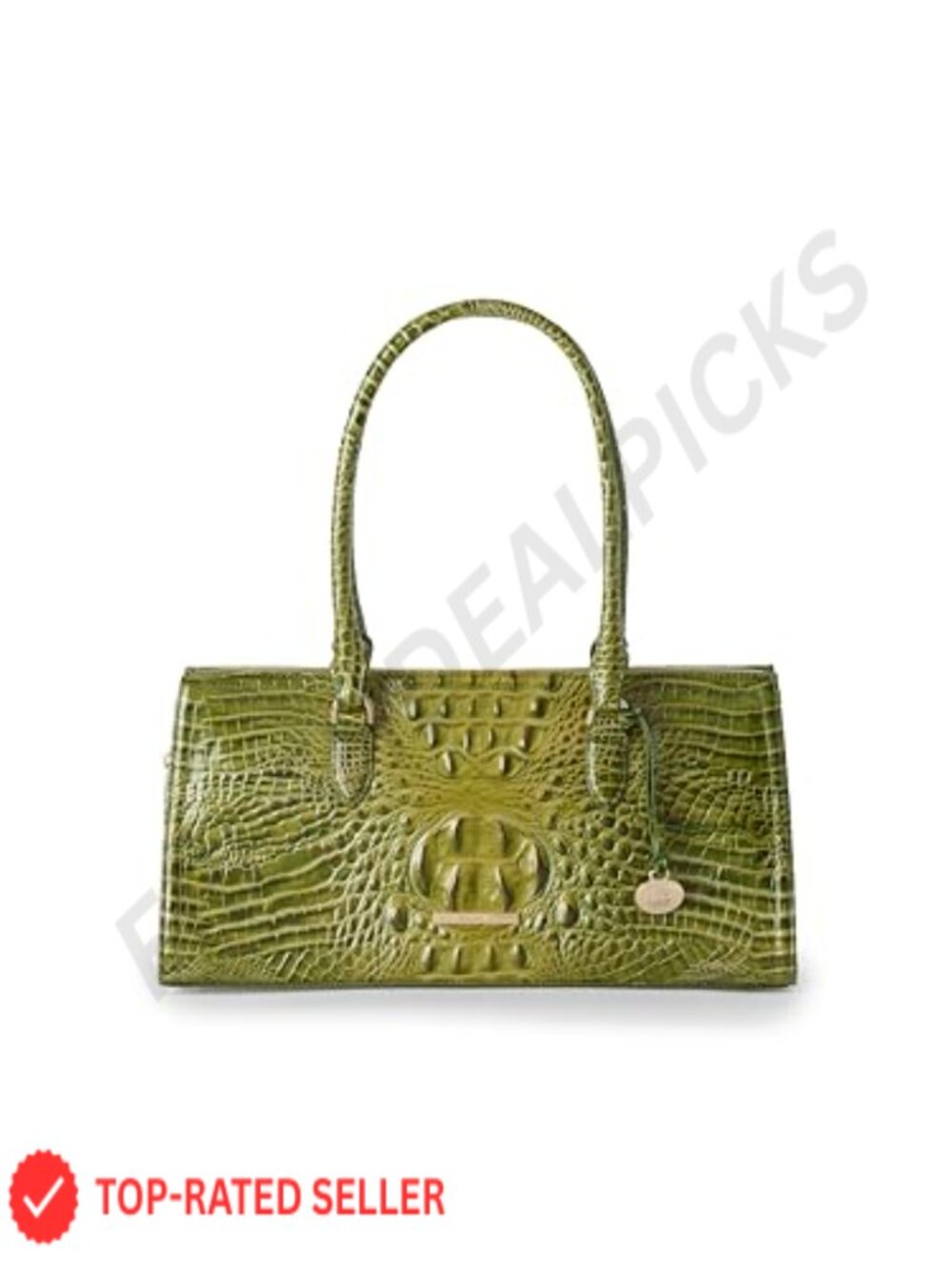 Leather Satchel Handbag Zip Top Double Handles Interior Pockets